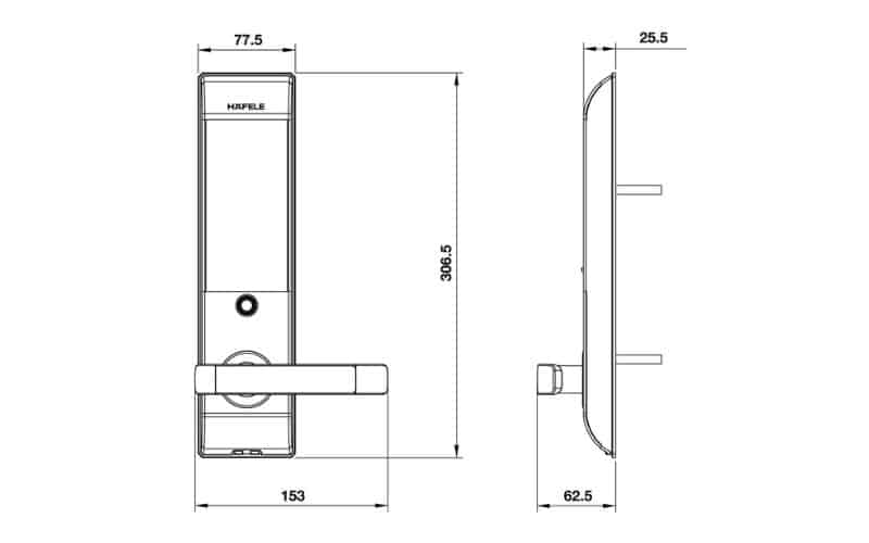 Thiết kế của Khóa điện tử Hafele 912.05.582 Thiết kế của Khóa điện tử Hafele 912.05.582
