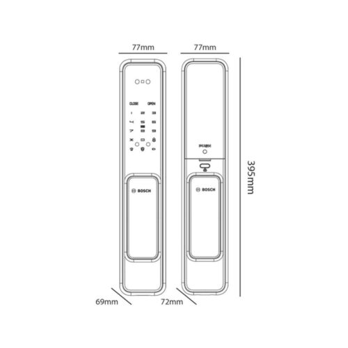 Kích thước khóa cửa vân tay Bosch EL500 EU Gold